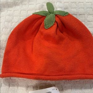 NWT Gymboree Orange Knit Baby Hat with Leaf Accent